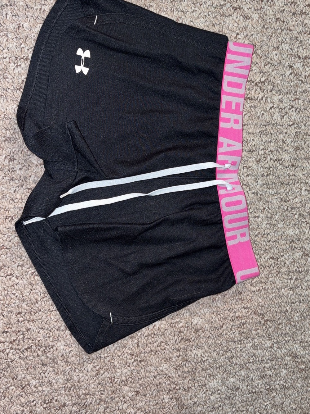 Under Armour Black Athletic Shorts with Pink Branded Waistband